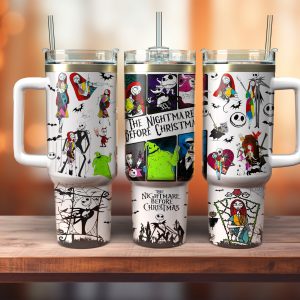 The Nightmare Before Christmas Cartoon Custom Stanley Quencher 40Oz Stainless Steel Tumbler With Handle