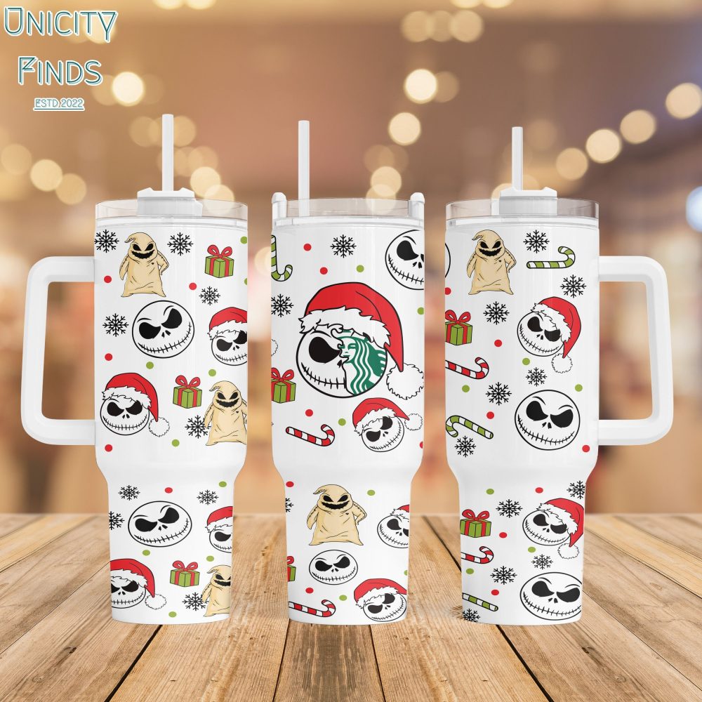 The Nightmare Before Christmas Cartoon Custom Stanley Quencher 40Oz Stainless Steel Tumbler With Handle