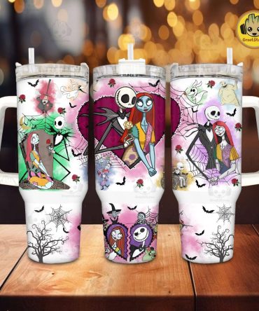 The Nightmare Before Christmas Disney Cartoon Custom Stanley Quencher 40Oz Stainless Steel Tumbler With Handle