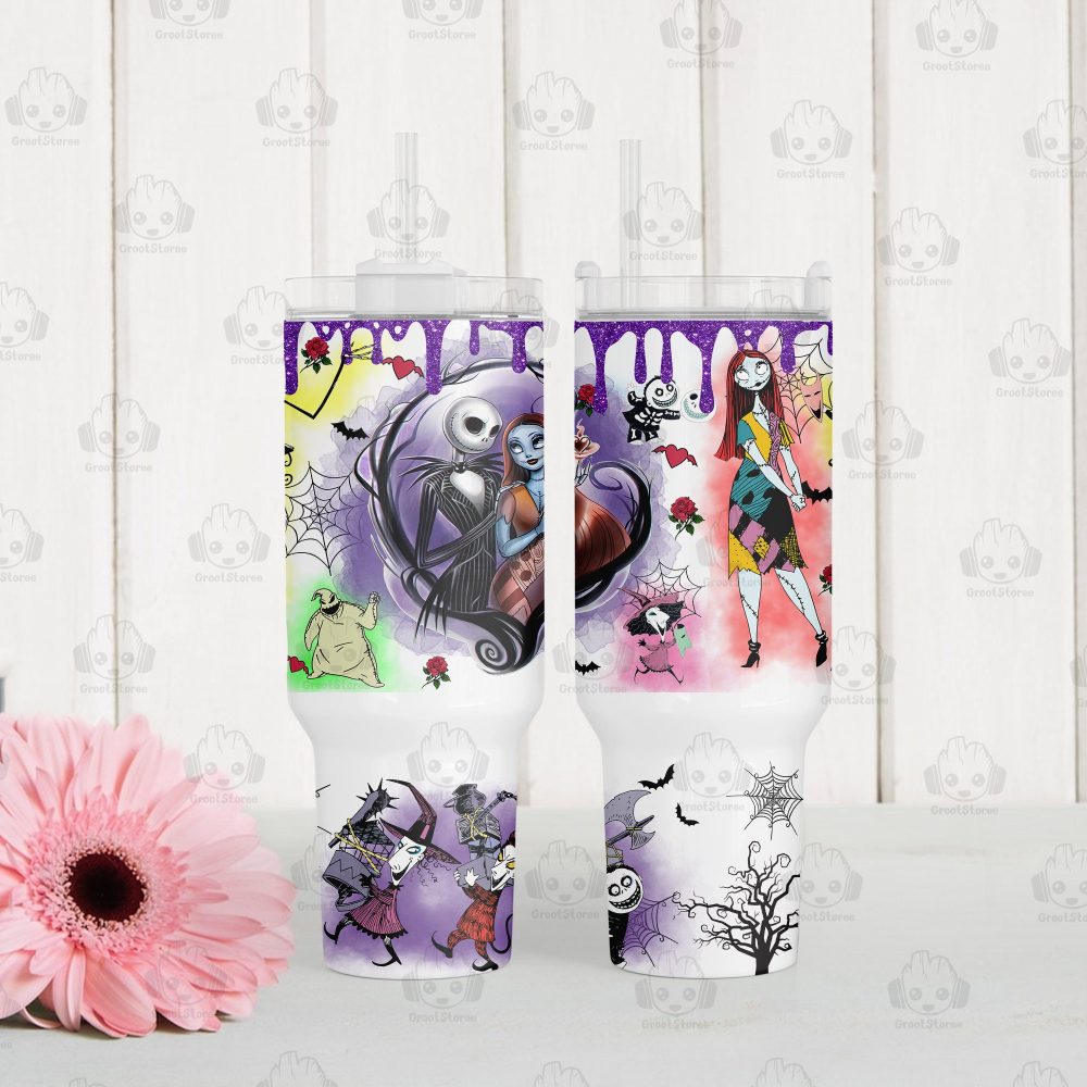 The Nightmare Before Christmas Disney Cartoon Custom Stanley Quencher 40Oz Stainless Steel Tumbler With Handle - Image 3