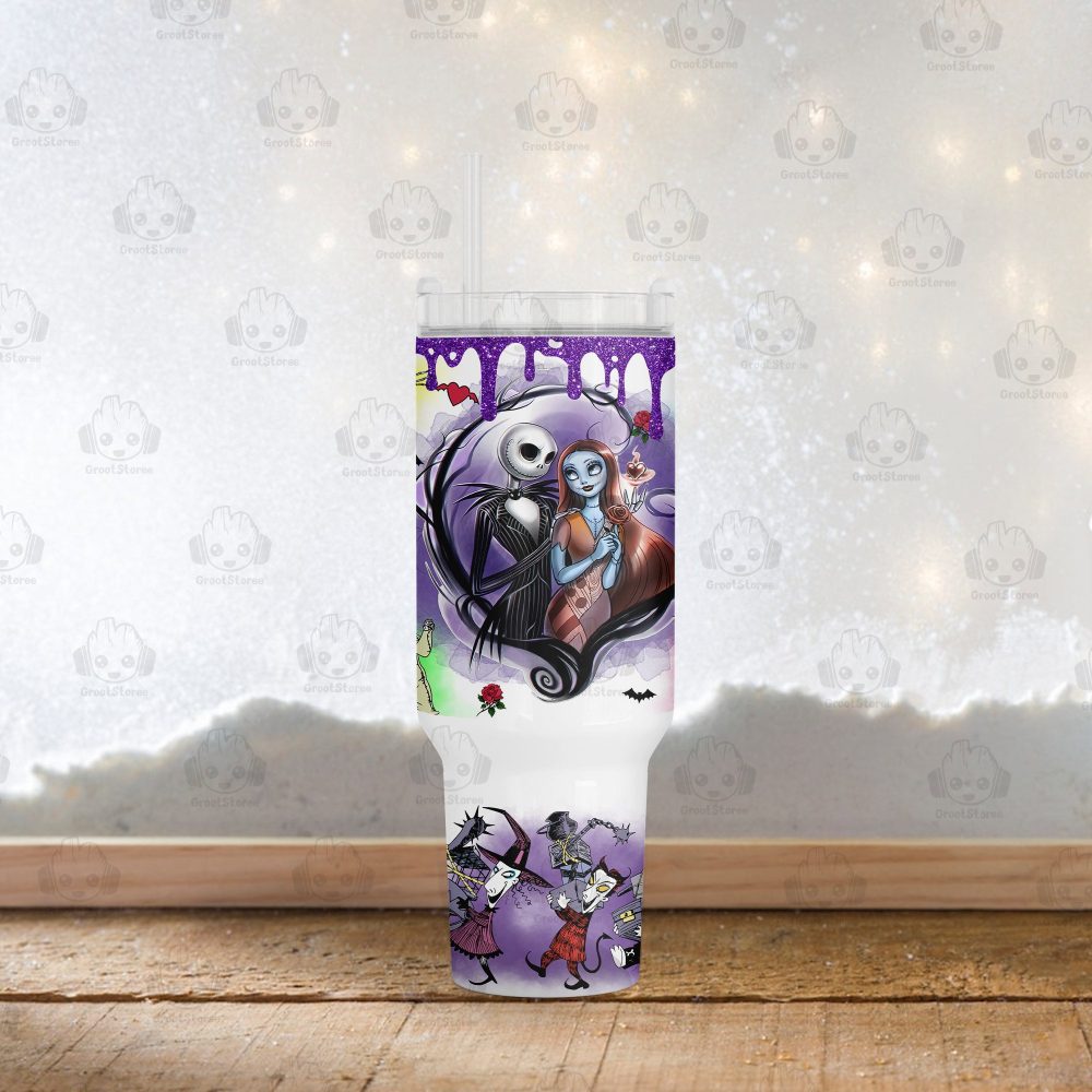 The Nightmare Before Christmas Disney Cartoon Custom Stanley Quencher 40Oz Stainless Steel Tumbler With Handle - Image 4