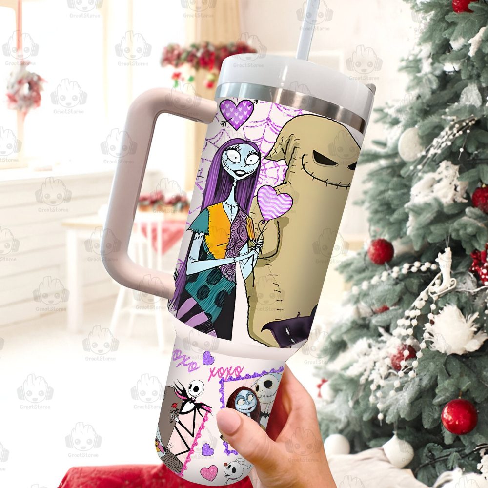The Nightmare Before Christmas Disney Cartoon Custom Stanley Quencher 40Oz Stainless Steel Tumbler With Handle - Image 2