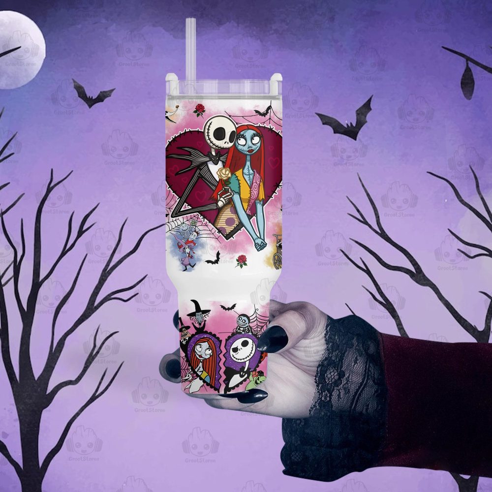 The Nightmare Before Christmas Disney Cartoon Custom Stanley Quencher 40Oz Stainless Steel Tumbler With Handle - Image 2