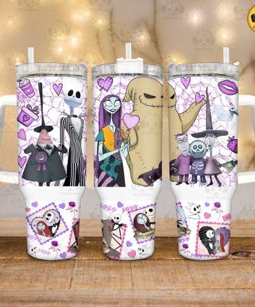 The Nightmare Before Christmas Disney Cartoon Custom Stanley Quencher 40Oz Stainless Steel Tumbler With Handle