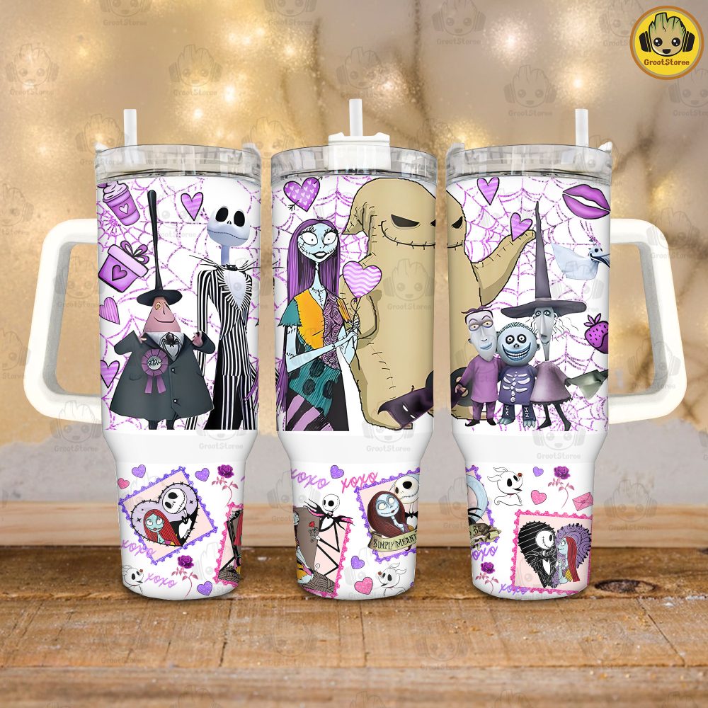 The Nightmare Before Christmas Disney Cartoon Custom Stanley Quencher 40Oz Stainless Steel Tumbler With Handle