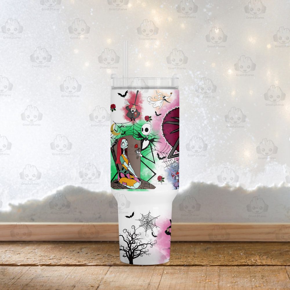 The Nightmare Before Christmas Disney Cartoon Custom Stanley Quencher 40Oz Stainless Steel Tumbler With Handle - Image 4
