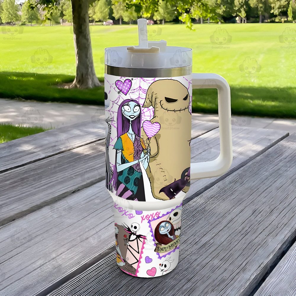 The Nightmare Before Christmas Disney Cartoon Custom Stanley Quencher 40Oz Stainless Steel Tumbler With Handle - Image 4