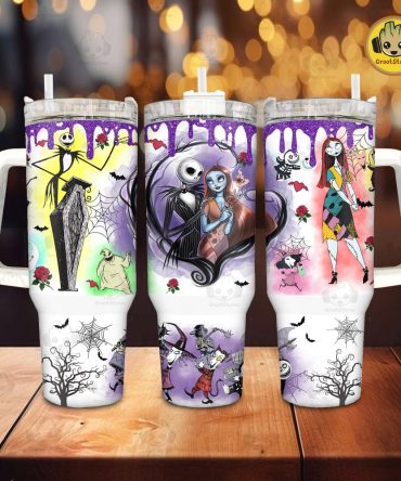 The Nightmare Before Christmas Disney Cartoon Custom Stanley Quencher 40Oz Stainless Steel Tumbler With Handle