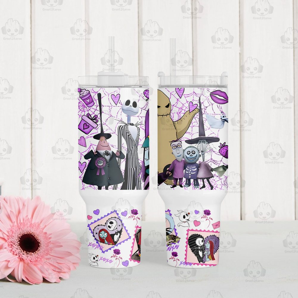The Nightmare Before Christmas Disney Cartoon Custom Stanley Quencher 40Oz Stainless Steel Tumbler With Handle - Image 3