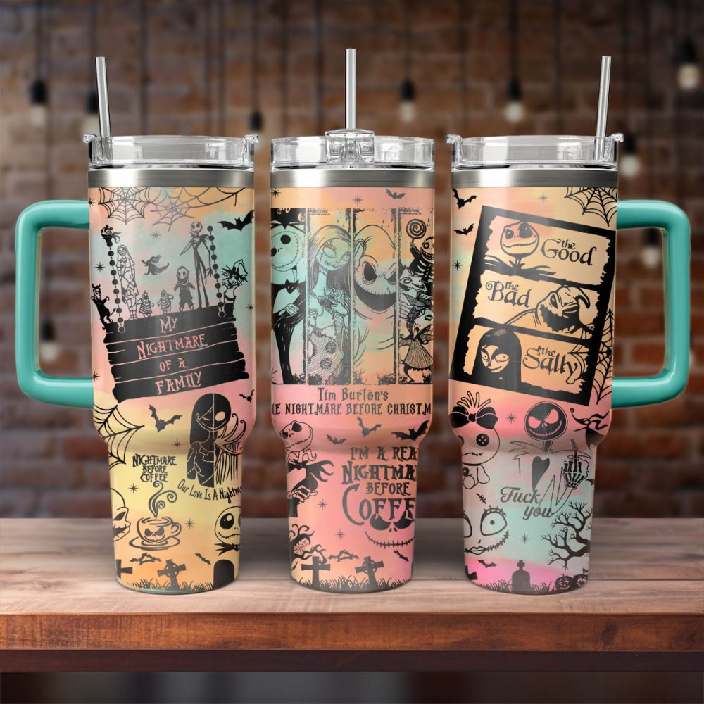 The Nightmare Before Christmas Movies Custom Stanley Quencher 40Oz Stainless Steel Tumbler With Handle