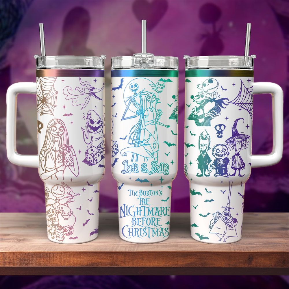 The Nightmare Before Christmas Movies Custom Stanley Quencher 40Oz Stainless Steel Tumbler With Handle