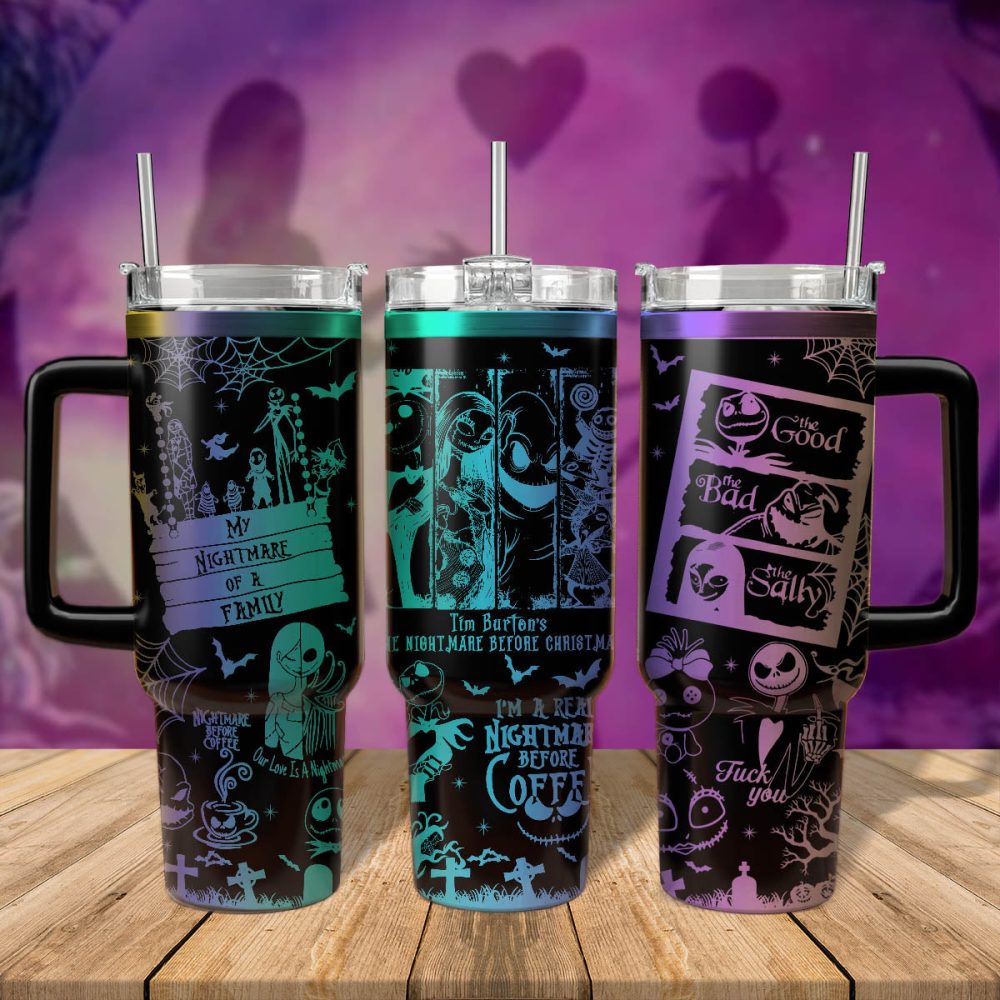 The Nightmare Before Christmas Movies Custom Stanley Quencher 40Oz Stainless Steel Tumbler With Handle