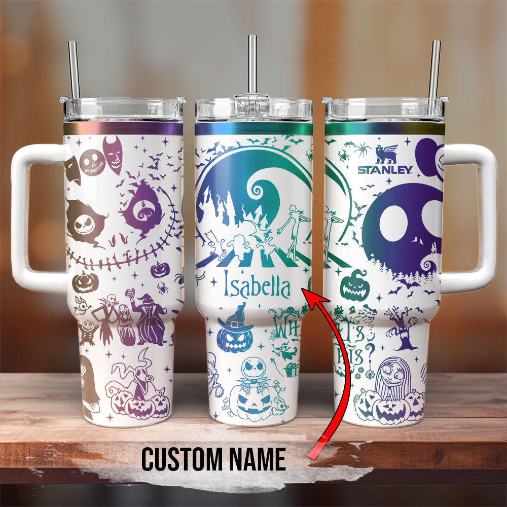 The Nightmare Before Christmas Movies Custom Stanley Quencher 40Oz Stainless Steel Tumbler With Handle