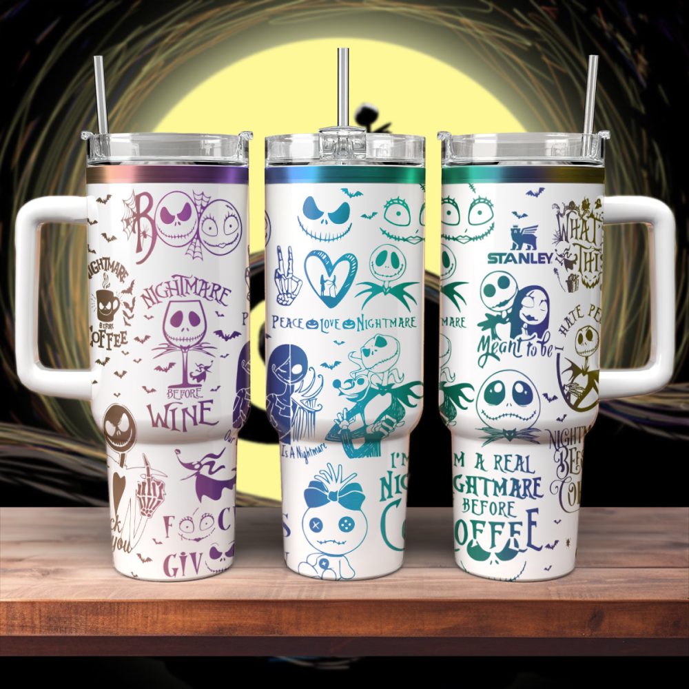 The Nightmare Before Christmas Movies Custom Stanley Quencher 40Oz Stainless Steel Tumbler With Handle