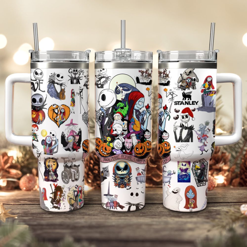 The Nightmare Before Christmas Movies Custom Stanley Quencher 40Oz Stainless Steel Tumbler With Handle