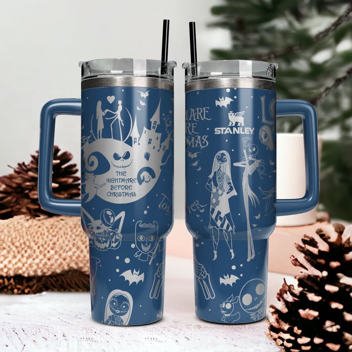 The Nightmare Before Christmas Movies Custom Stanley Quencher 40Oz Stainless Steel Tumbler With Handle
