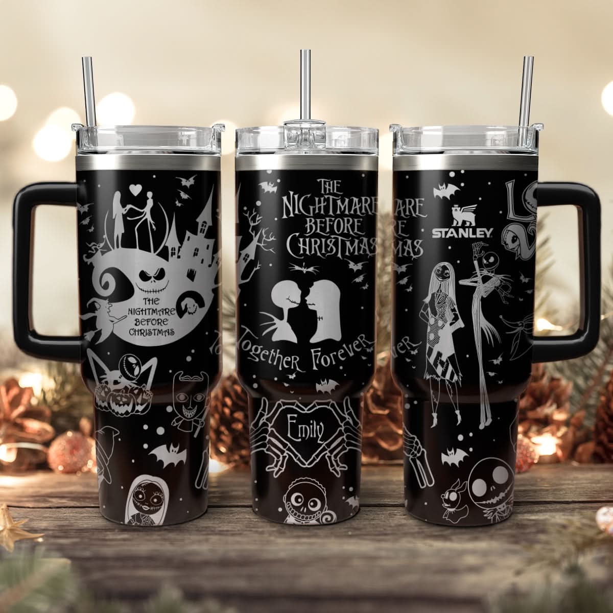 The Nightmare Before Christmas Movies Custom Stanley Quencher 40Oz Stainless Steel Tumbler With Handle