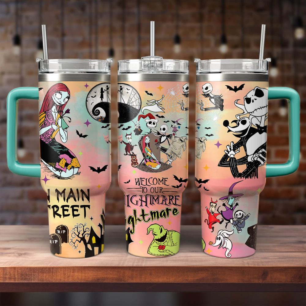 The Nightmare Before Christmas Movies Custom Stanley Quencher 40Oz Stainless Steel Tumbler With Handle