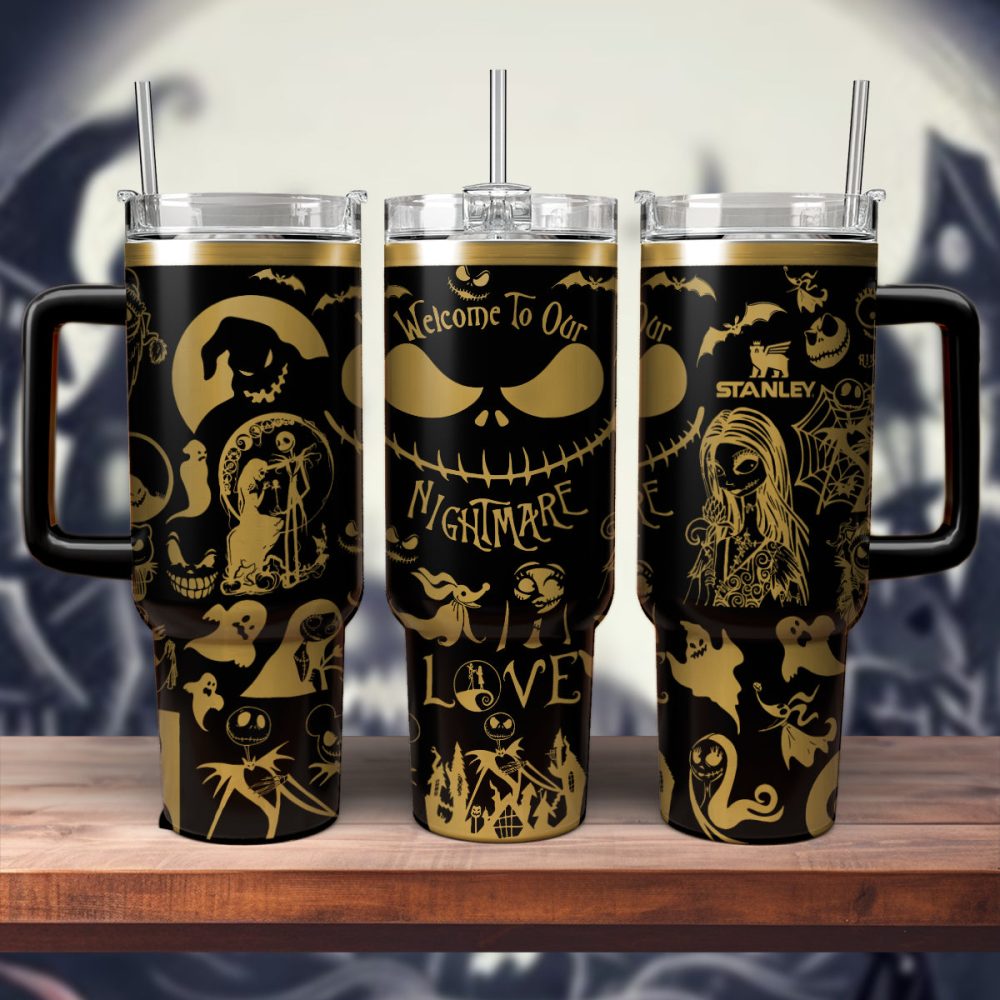 The Nightmare Before Christmas Movies Custom Stanley Quencher 40Oz Stainless Steel Tumbler With Handle