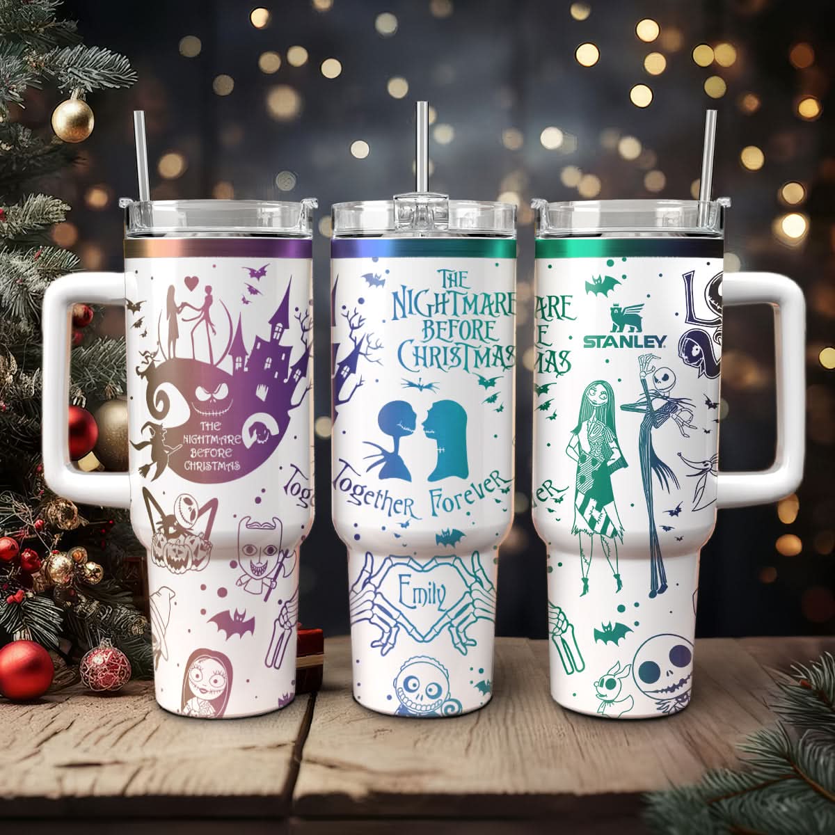 The Nightmare Before Christmas Movies Custom Stanley Quencher 40Oz Stainless Steel Tumbler With Handle