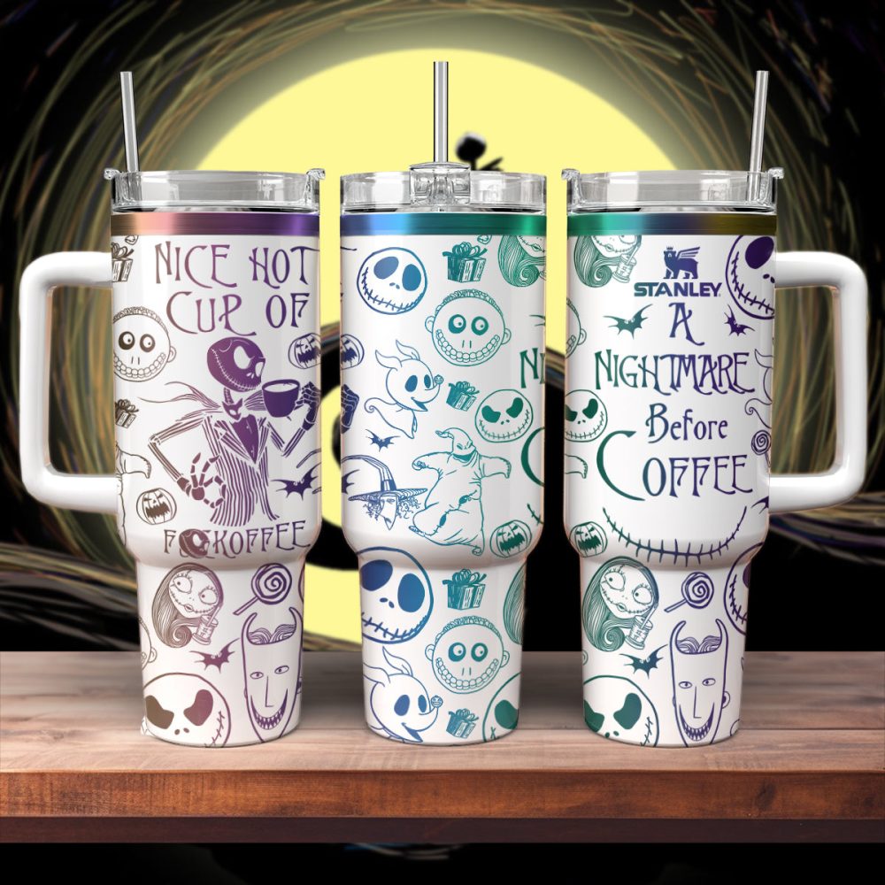 The Nightmare Before Christmas Movies Custom Stanley Quencher 40Oz Stainless Steel Tumbler With Handle