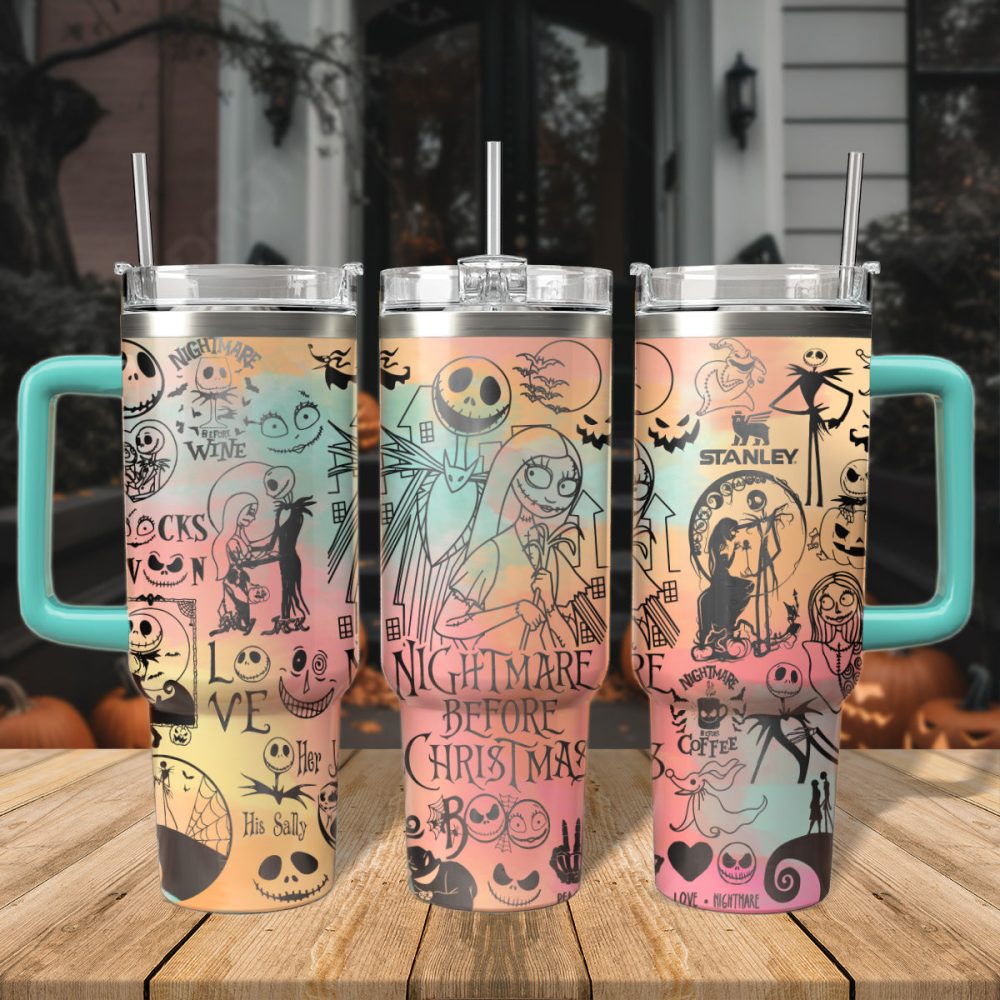 The Nightmare Before Christmas Movies Custom Stanley Quencher 40Oz Stainless Steel Tumbler With Handle