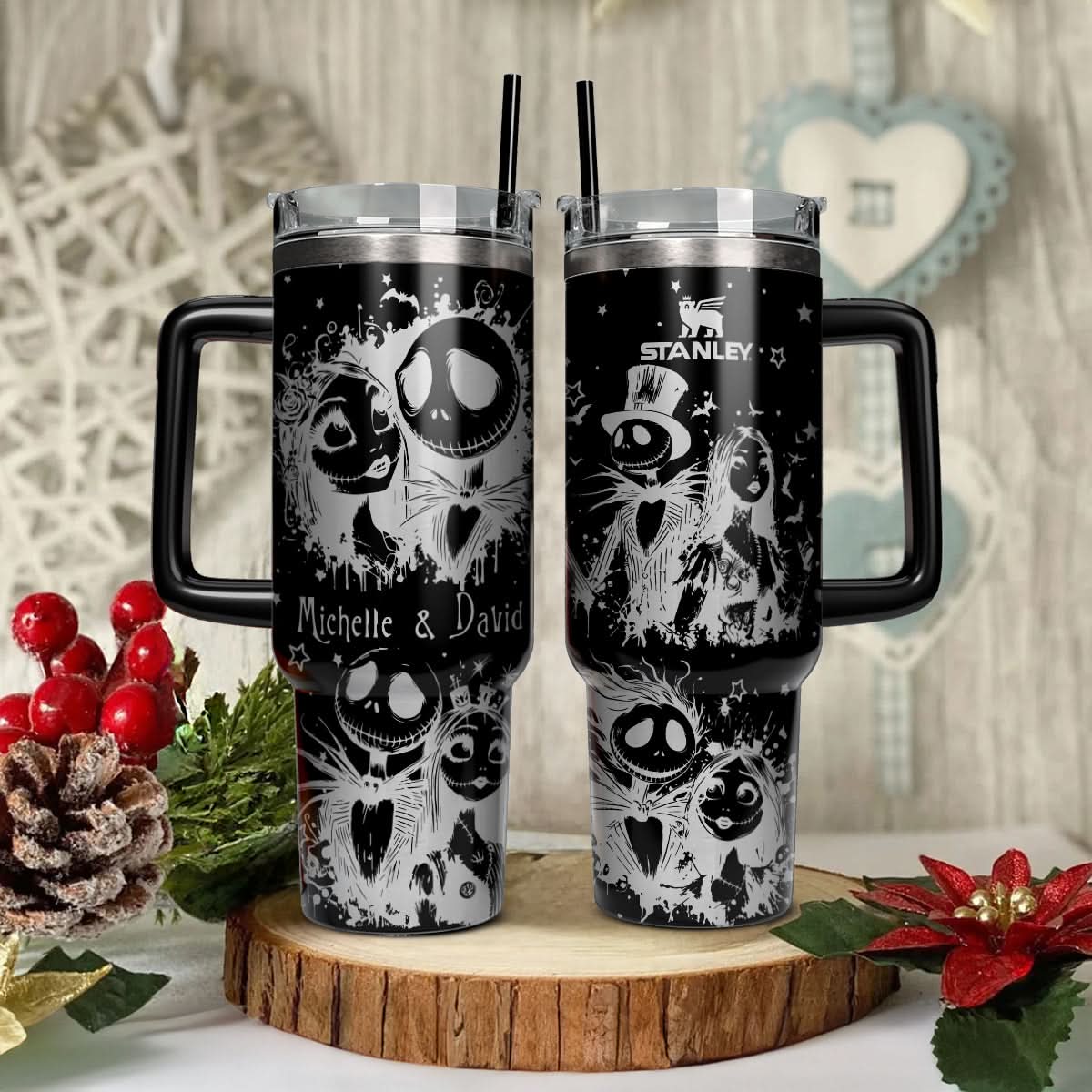 The Nightmare Before Christmas Movies Custom Stanley Quencher 40Oz Stainless Steel Tumbler With Handle