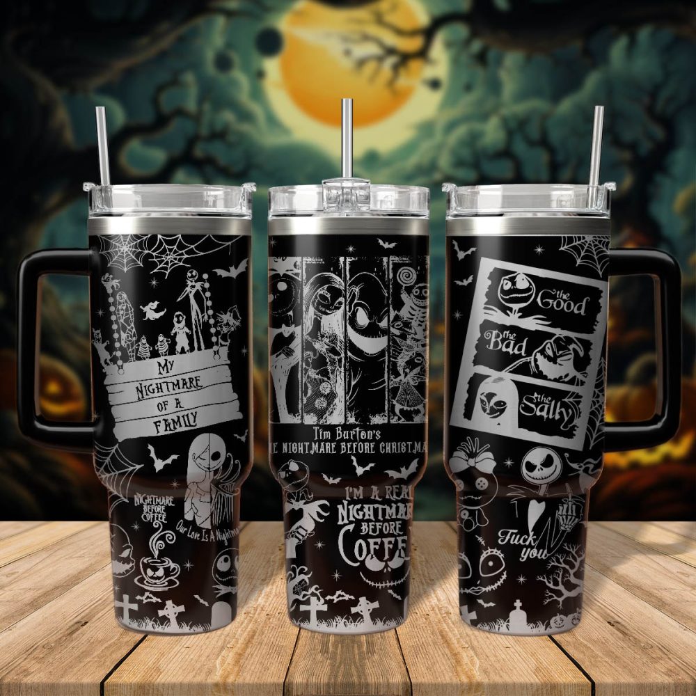 The Nightmare Before Christmas Movies Custom Stanley Quencher 40Oz Stainless Steel Tumbler With Handle