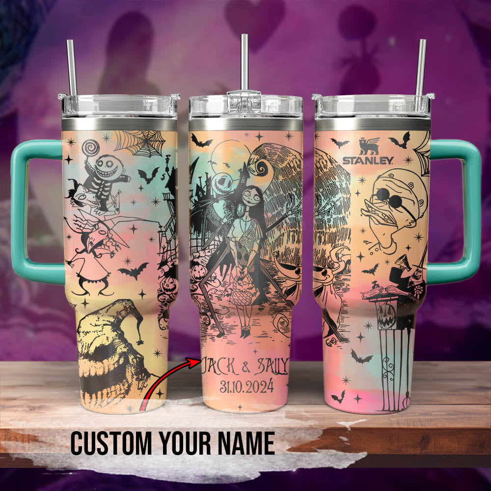 The Nightmare Before Christmas Movies Custom Stanley Quencher 40Oz Stainless Steel Tumbler With Handle