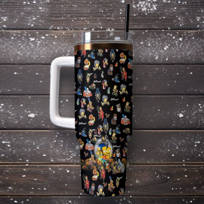 The Simpsons Tv Series Custom Stanley Quencher 40Oz Stainless Steel Tumbler With Handle - Image 2
