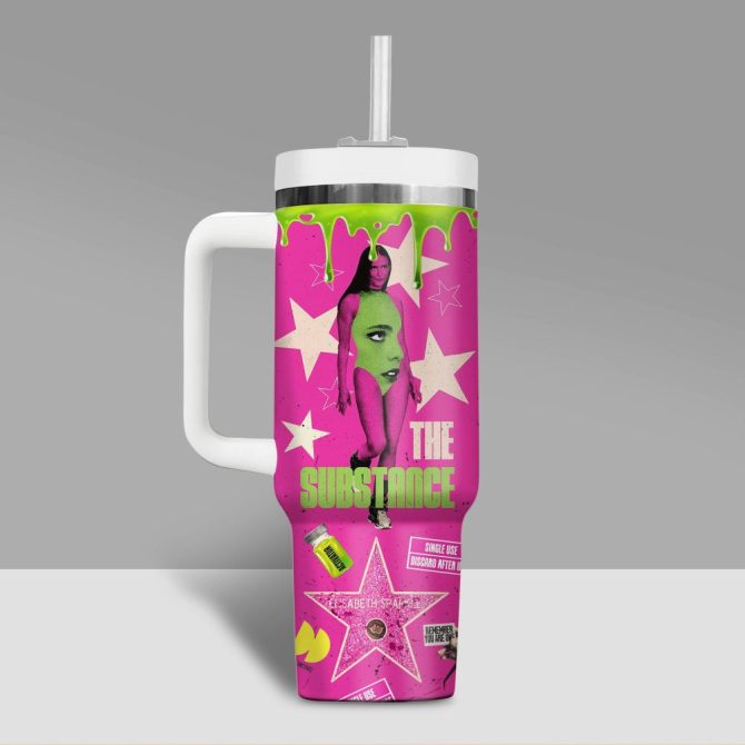 The Substance Movies Custom Stanley Quencher 40Oz Stainless Steel Tumbler With Handle - Image 2