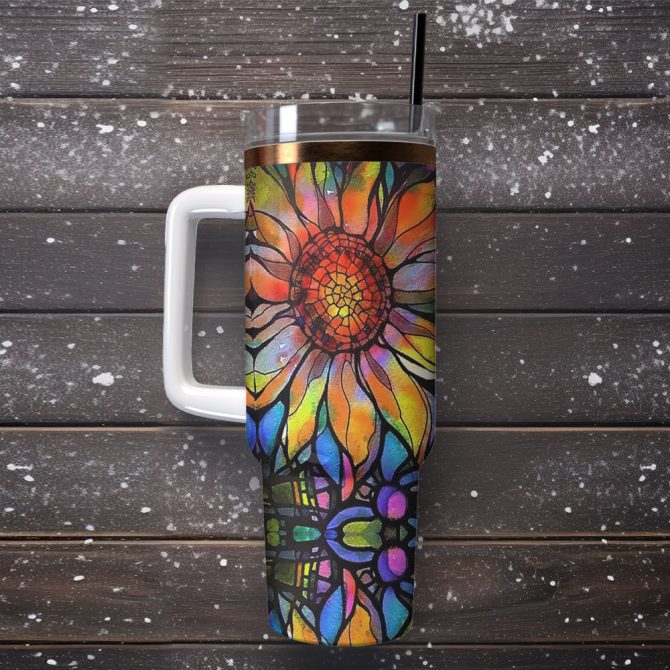 The Sunflower Custom Stanley Quencher 40Oz Stainless Steel Tumbler With Handle - Image 2
