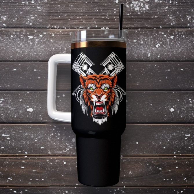 Tiger Breaking Custom Stanley Quencher 40Oz Stainless Steel Tumbler With Handle - Image 2