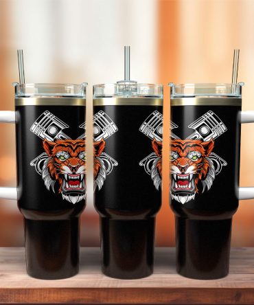 Tiger Breaking Custom Stanley Quencher 40Oz Stainless Steel Tumbler With Handle