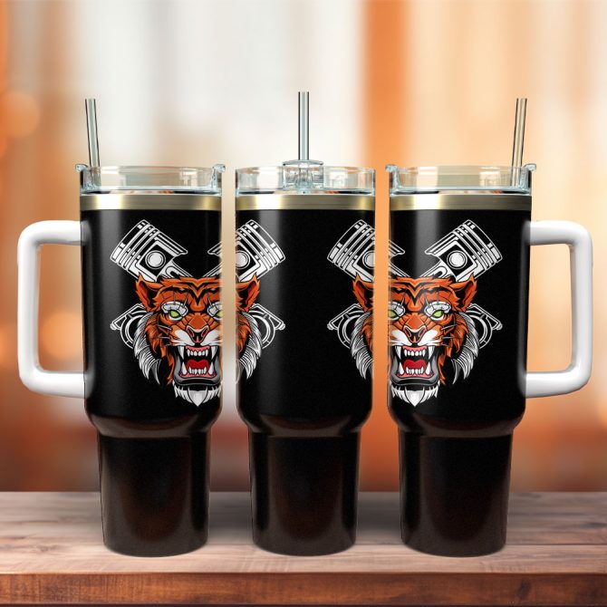 Tiger Breaking Custom Stanley Quencher 40Oz Stainless Steel Tumbler With Handle