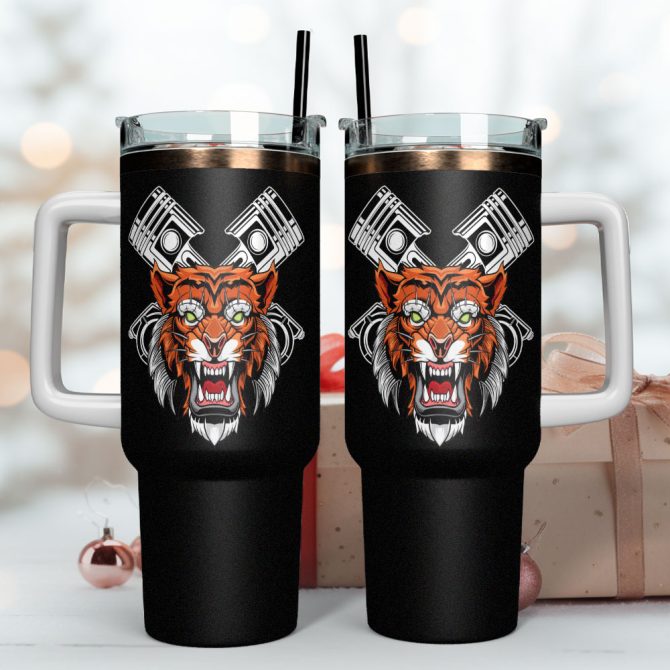 Tiger Breaking Custom Stanley Quencher 40Oz Stainless Steel Tumbler With Handle - Image 4