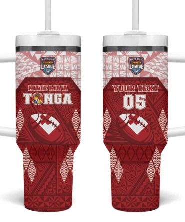 Tonga Rugby 2023 Pacific Championships Kupesi Ngatu Mate Maa Custom Stanley Quencher 40Oz Stainless Steel Tumbler With Handle