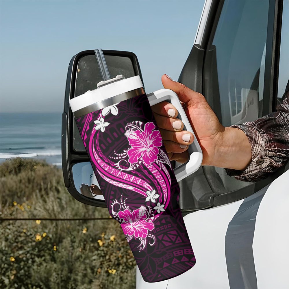 Tropical Flowers Custom Stanley Quencher 40Oz Stainless Steel Tumbler - Image 8