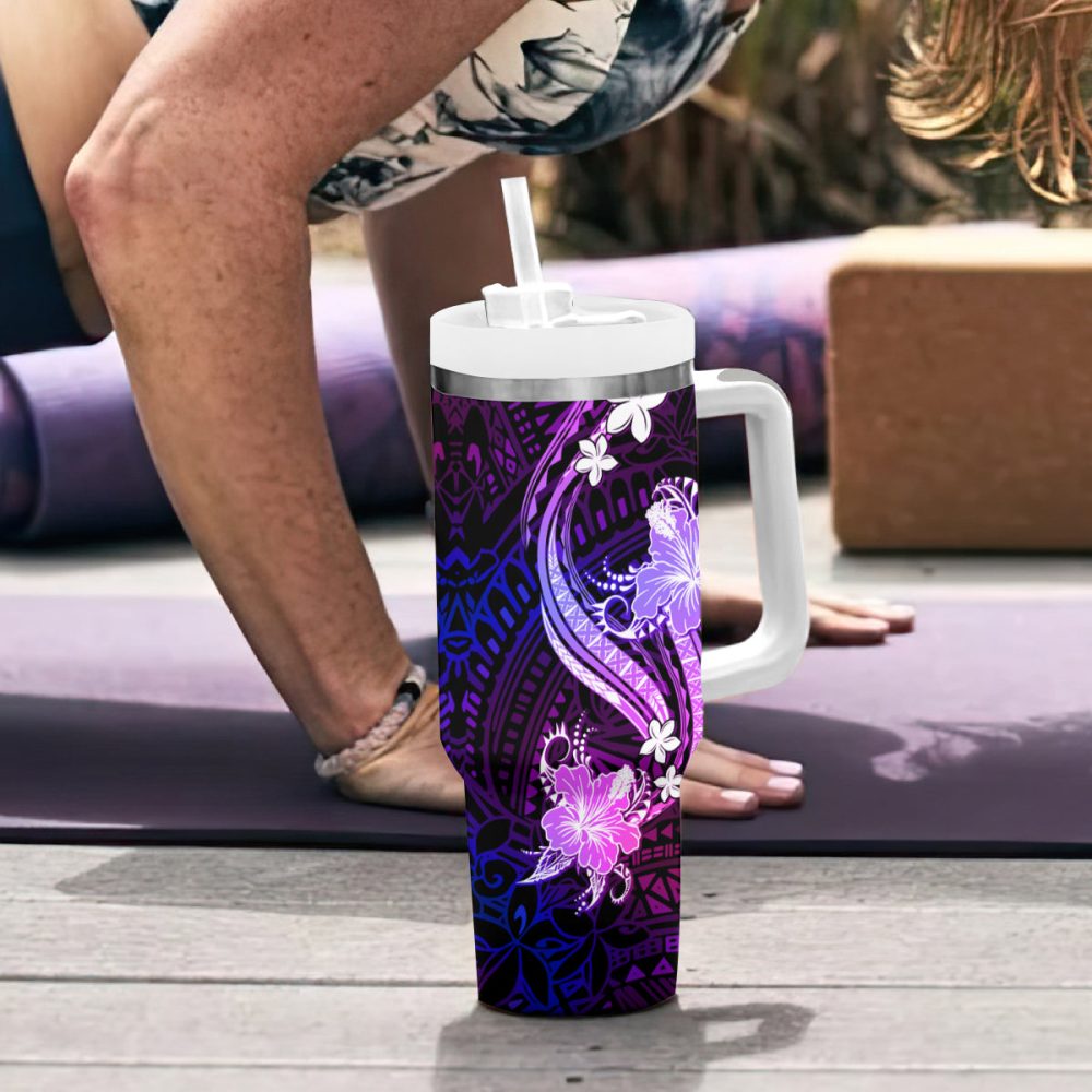 Tropical Flowers Custom Stanley Quencher 40Oz Stainless Steel Tumbler - Image 7