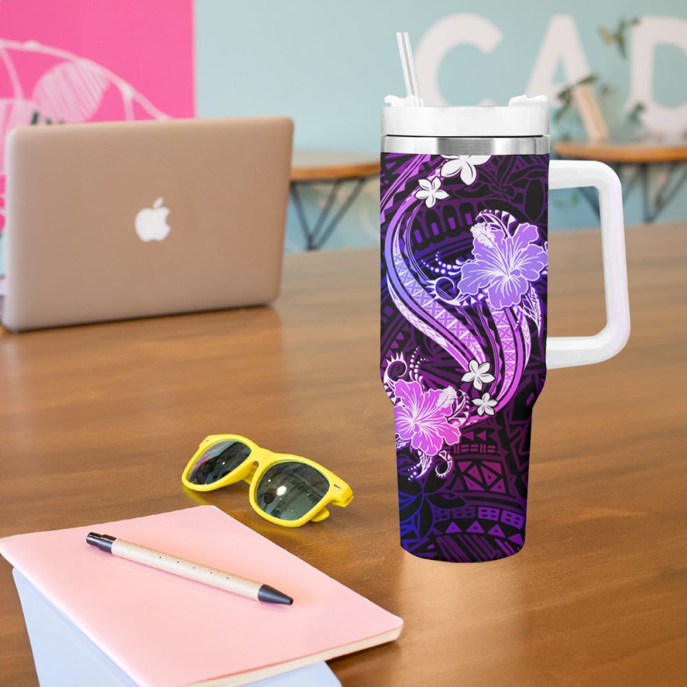 Tropical Flowers Custom Stanley Quencher 40Oz Stainless Steel Tumbler - Image 6