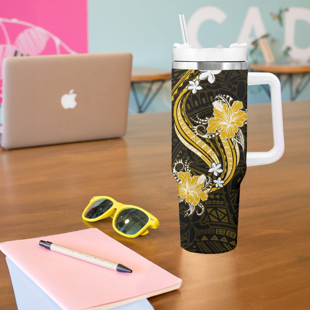 Tropical Flowers Custom Stanley Quencher 40Oz Stainless Steel Tumbler - Image 6