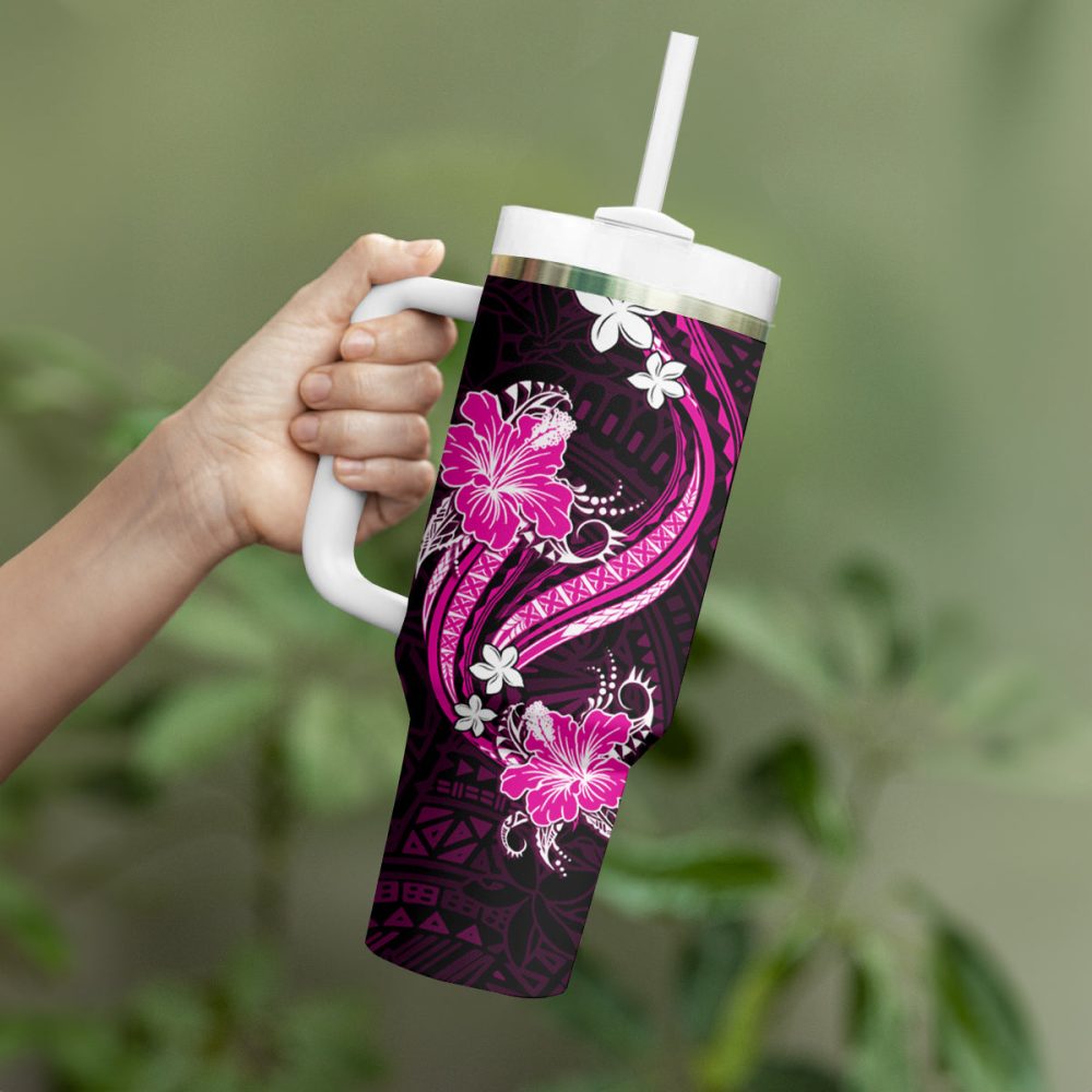 Tropical Flowers Custom Stanley Quencher 40Oz Stainless Steel Tumbler - Image 4