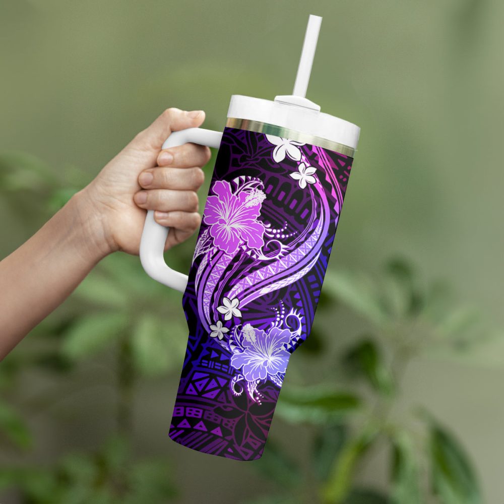 Tropical Flowers Custom Stanley Quencher 40Oz Stainless Steel Tumbler - Image 4
