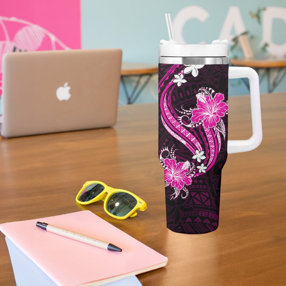 Tropical Flowers Custom Stanley Quencher 40Oz Stainless Steel Tumbler - Image 6