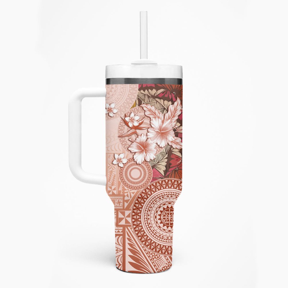 Tropical Hibiscus Flowers Custom Stanley Quencher 40Oz Stainless Steel Tumbler - Image 2