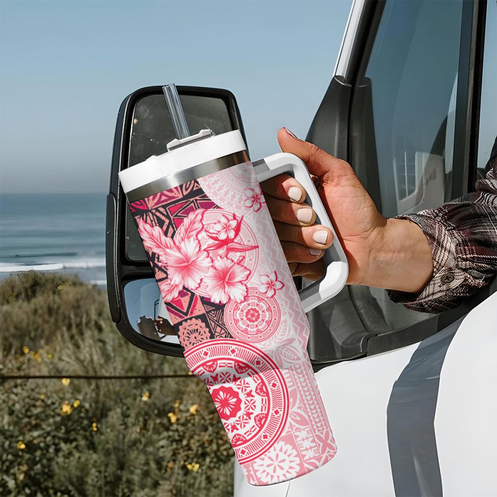Tropical Hibiscus Flowers Custom Stanley Quencher 40Oz Stainless Steel Tumbler - Image 8