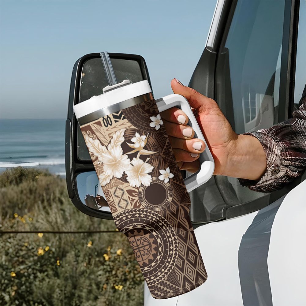 Tropical Hibiscus Flowers Custom Stanley Quencher 40Oz Stainless Steel Tumbler - Image 8