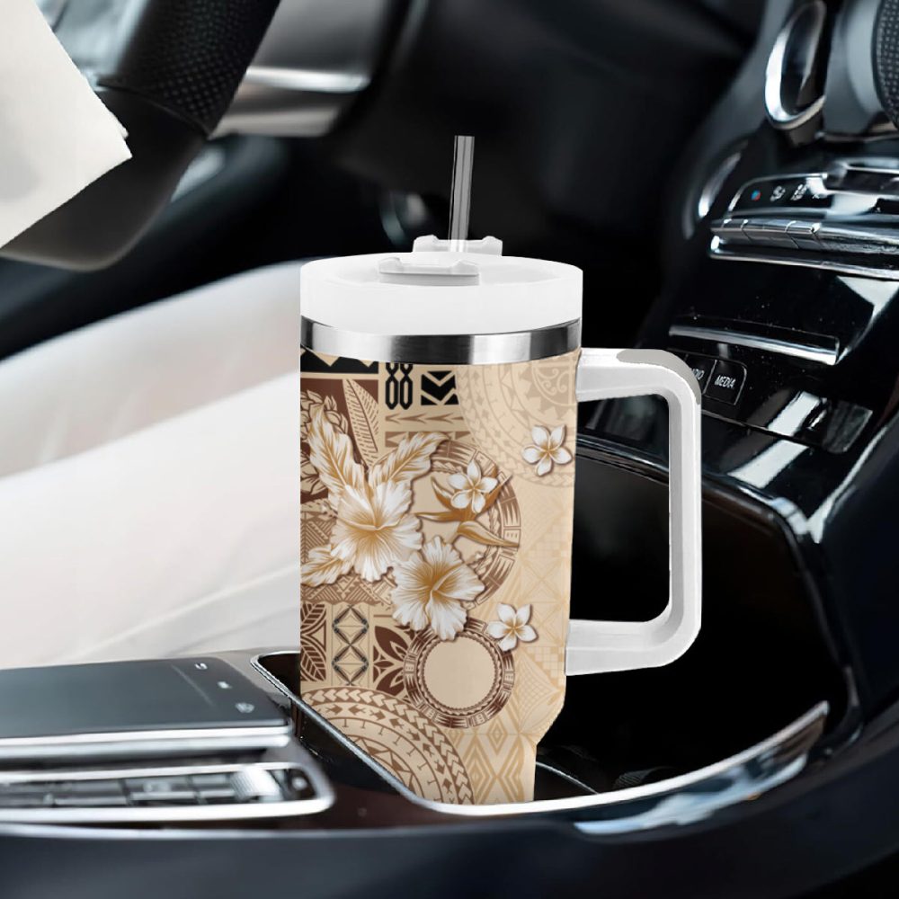 Tropical Hibiscus Flowers Custom Stanley Quencher 40Oz Stainless Steel Tumbler - Image 9