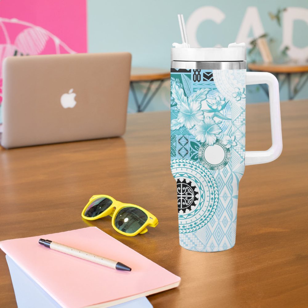 Tropical Hibiscus Flowers Custom Stanley Quencher 40Oz Stainless Steel Tumbler - Image 6