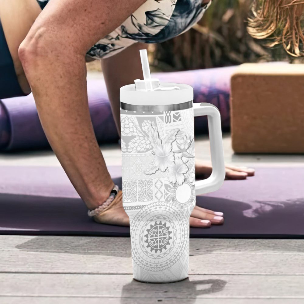 Tropical Hibiscus Flowers Custom Stanley Quencher 40Oz Stainless Steel Tumbler - Image 7
